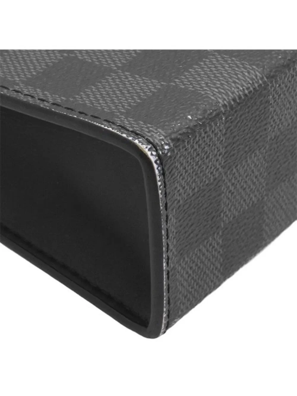 Louis Vuitton Clutch Pochette Voyage MM Leather Damier Graphite 3D Canvas Black